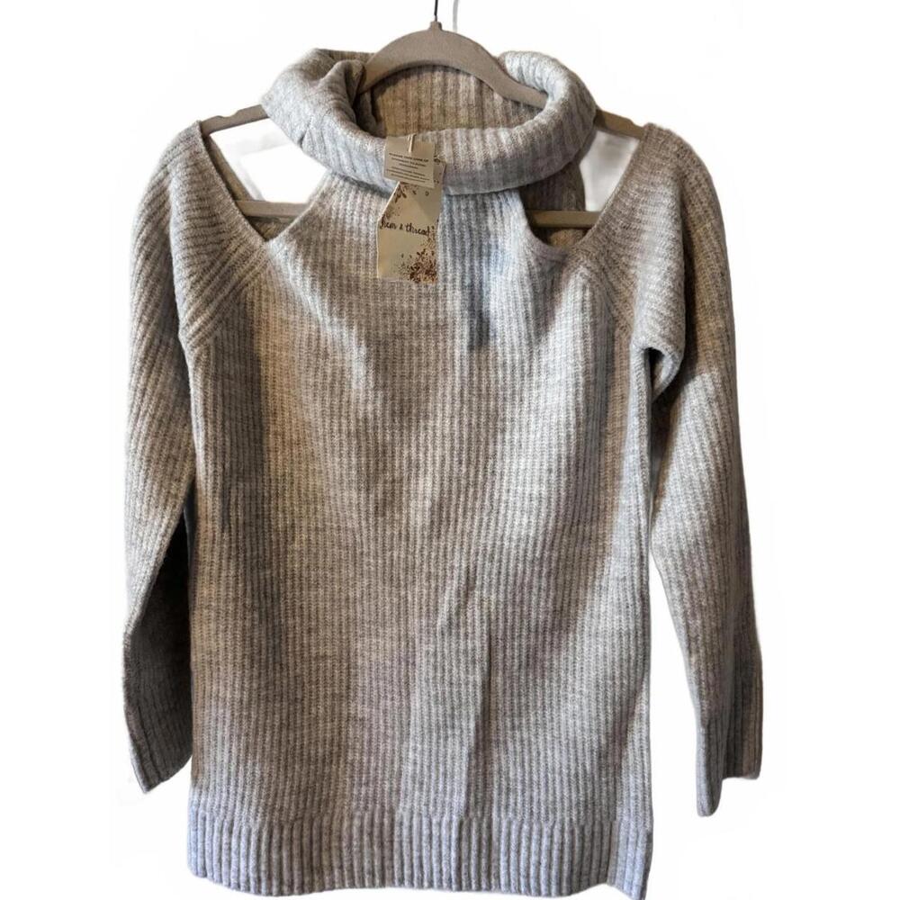 NWT Anthropologie Hem & Thread Crew Chunky Knit Sweater Boho Womens size S